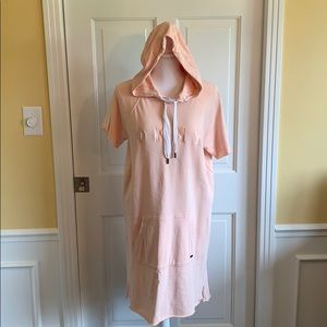 DKNY Pink Sport Logo Hooded Sweatshop Dress